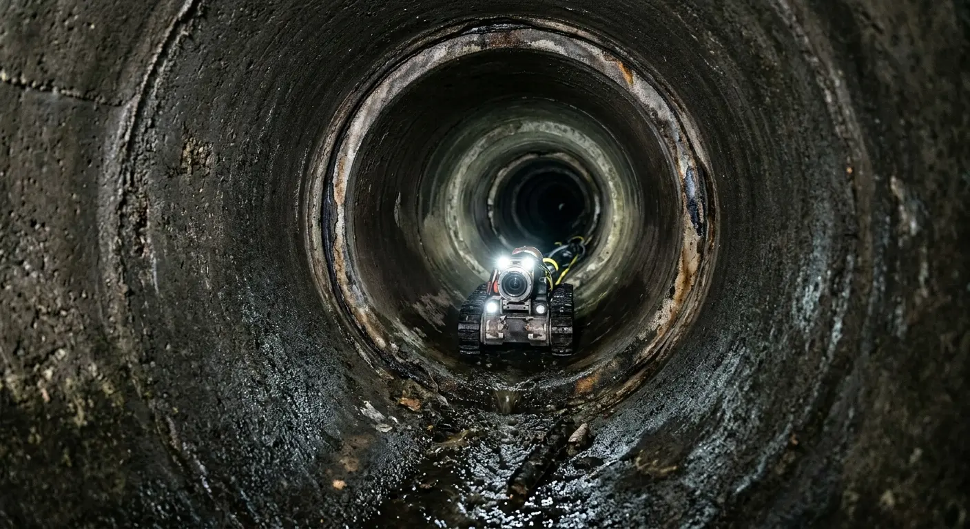 Robotic sewer camera inspecting pipe interior for Drain Snake Service in Severna Park